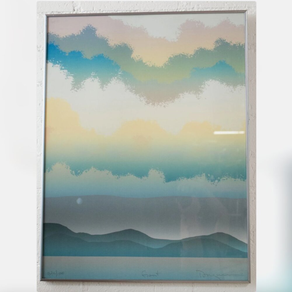 Post Modern Framed Poster Mid-Century Sunset Art